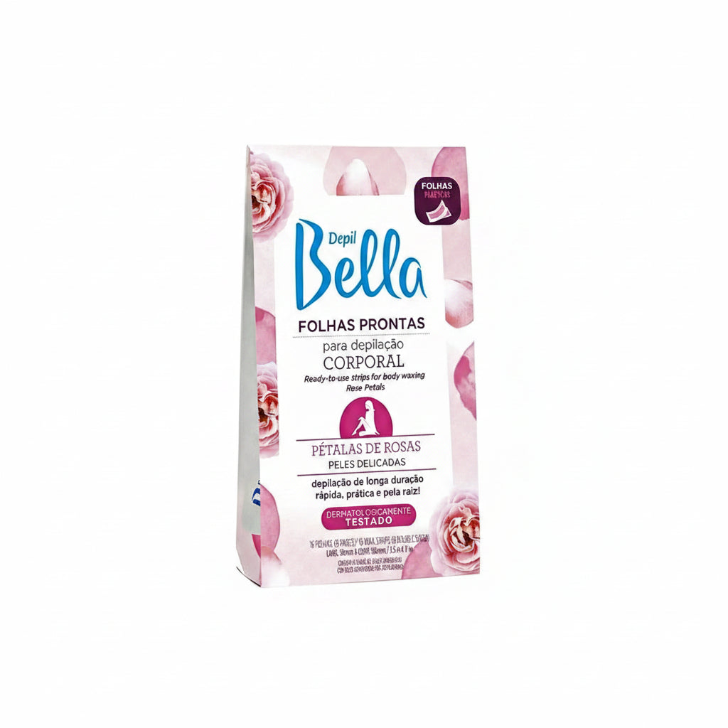 Depil Bella Folhas Prontas para Depilação Corporal: Pétalas de Rosas - 16 Folhas 8 Pares